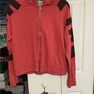 Victoria's Secret PINK Coral Full zip Hoodie with Black Trim